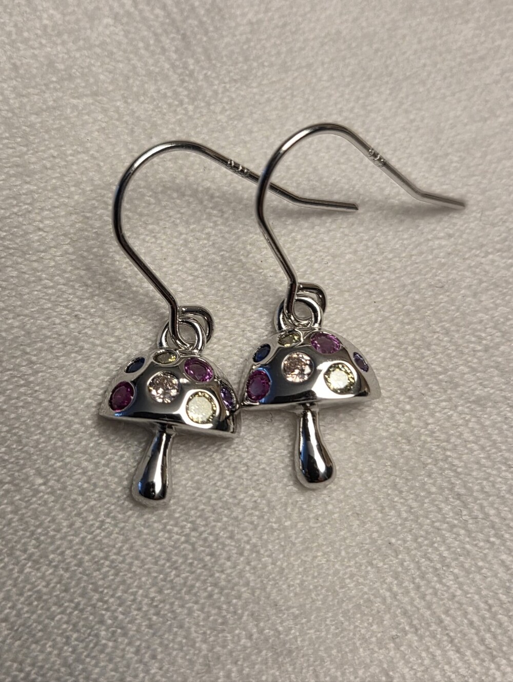 Sterling Silver and Multicolor Cubic Zirconia Drop Earrings
